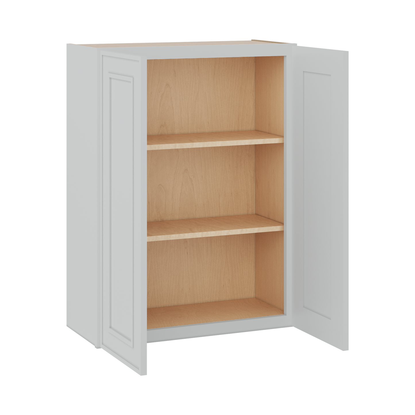 36" Tall Double Door 24", 27", 30", 33" & 36" Wide White Elegant Oak Shaker Wall Cabinet