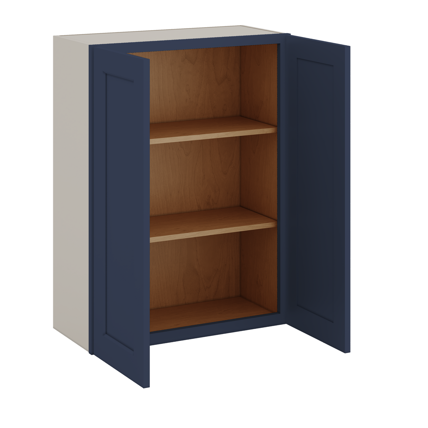 36" Tall 29NB Naval Blue Shaker 1-1/4" Overlay Wall Cabinet - Double Door 24", 27", 30", 33" & 36" 42" Wide