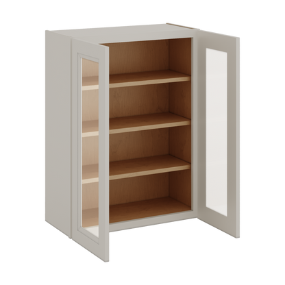 36" Tall 27LGDS Laguna Gray Double Shaker Glass Ready Wall Cabinet - Double Door 24", 27", 30", 33" & 36" Wide