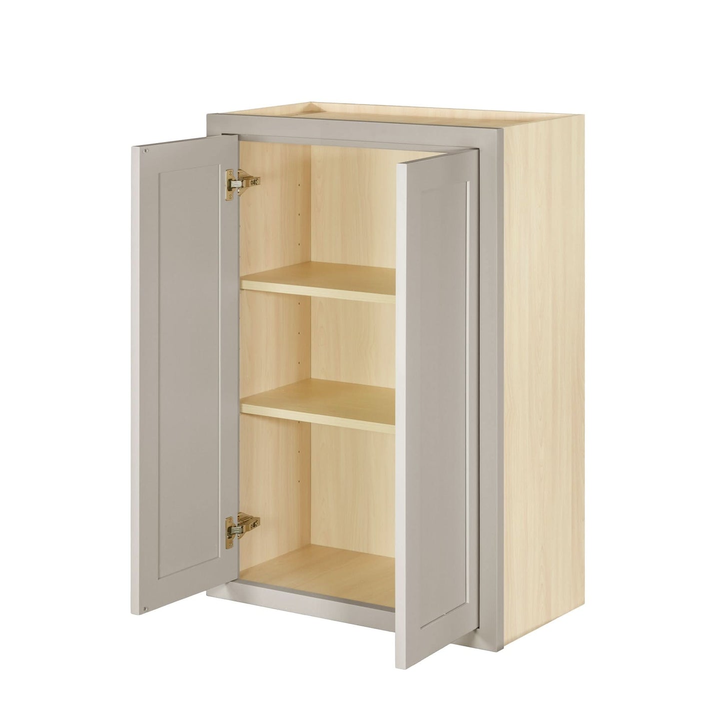 39" Tall Tuscan Gray Inset Shaker Wall Cabinet - Double Door 24", 27", 30", 33" & 36" Wide