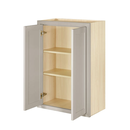 39" Tall Tuscan Gray Inset Shaker Wall Cabinet - Double Door 24", 27", 30", 33" & 36" Wide