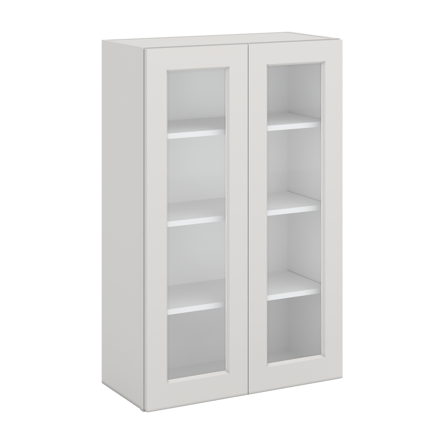 42" Tall 2WS White Shaker 1-1/4" Overlay Glass Ready Wall Cabinet - Double Door 24", 27", 30", 33", 36"