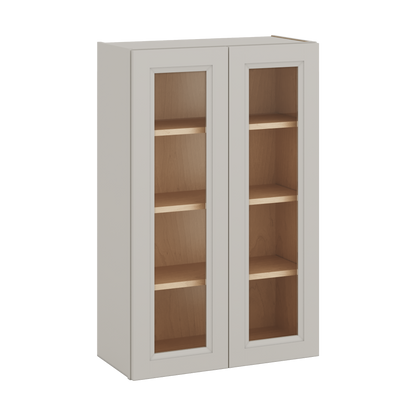 42" Tall 27LGDS Laguna Gray Double Shaker Glass Ready Wall Cabinet - Double Door 24", 27", 30", 33", 36"