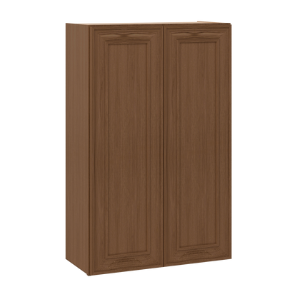 42" Tall Double Door 24", 27", 30", 33" & 36" Wide Elegant Craftsman Mocha Shaker Wall Cabinet