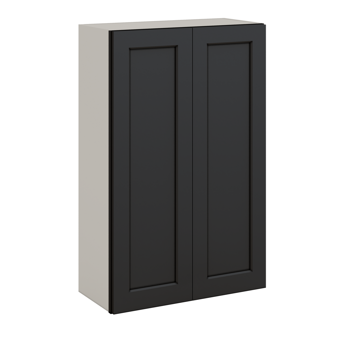 42" Tall Wall Cabinet 15HNS Hermosa Noir Black Shaker 1-1/4" Overlay - Double Door 24", 27", 30", 33", 36"