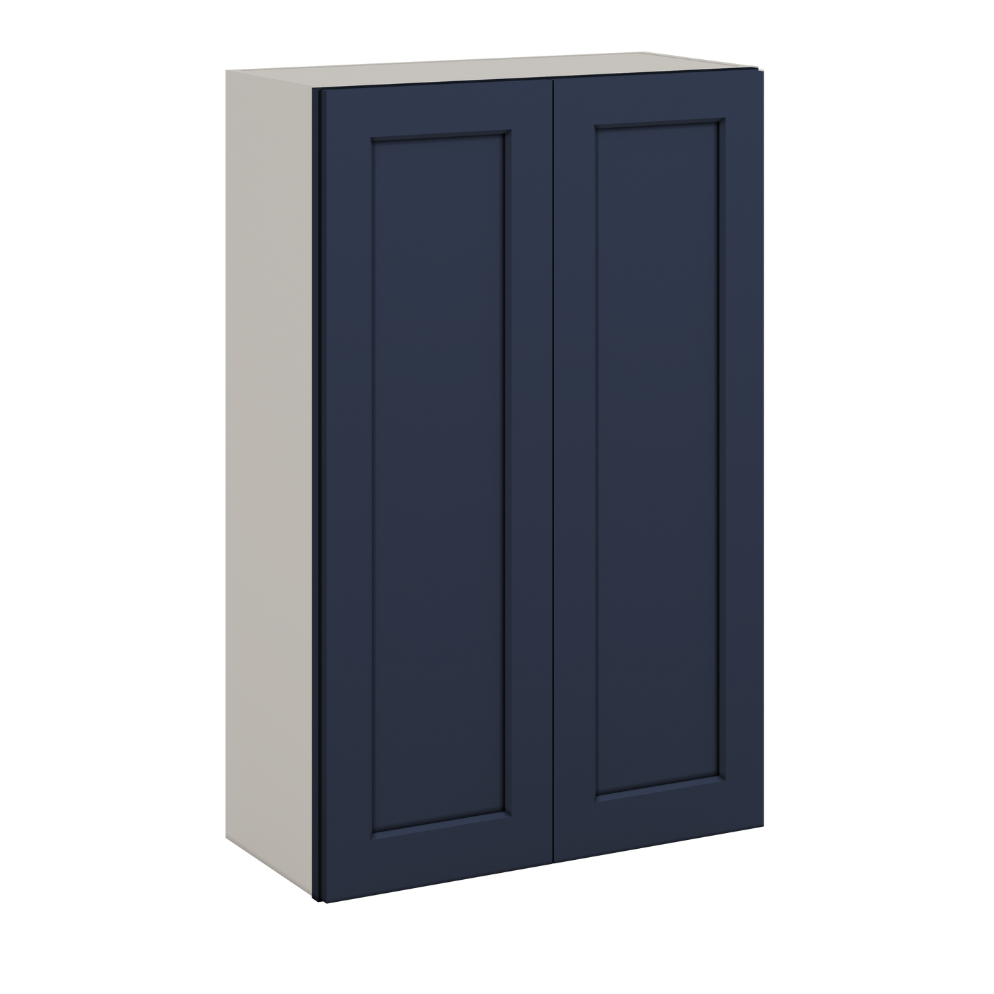 42" Tall NB29- Naval Blue Shaker 1-1/4" Overlay Wall Cabinet - Double Door 24", 27", 30", 33", 36"