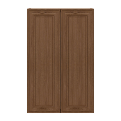 42" Tall Double Door 24", 27", 30", 33" & 36" Wide Elegant Craftsman Mocha Shaker Wall Cabinet