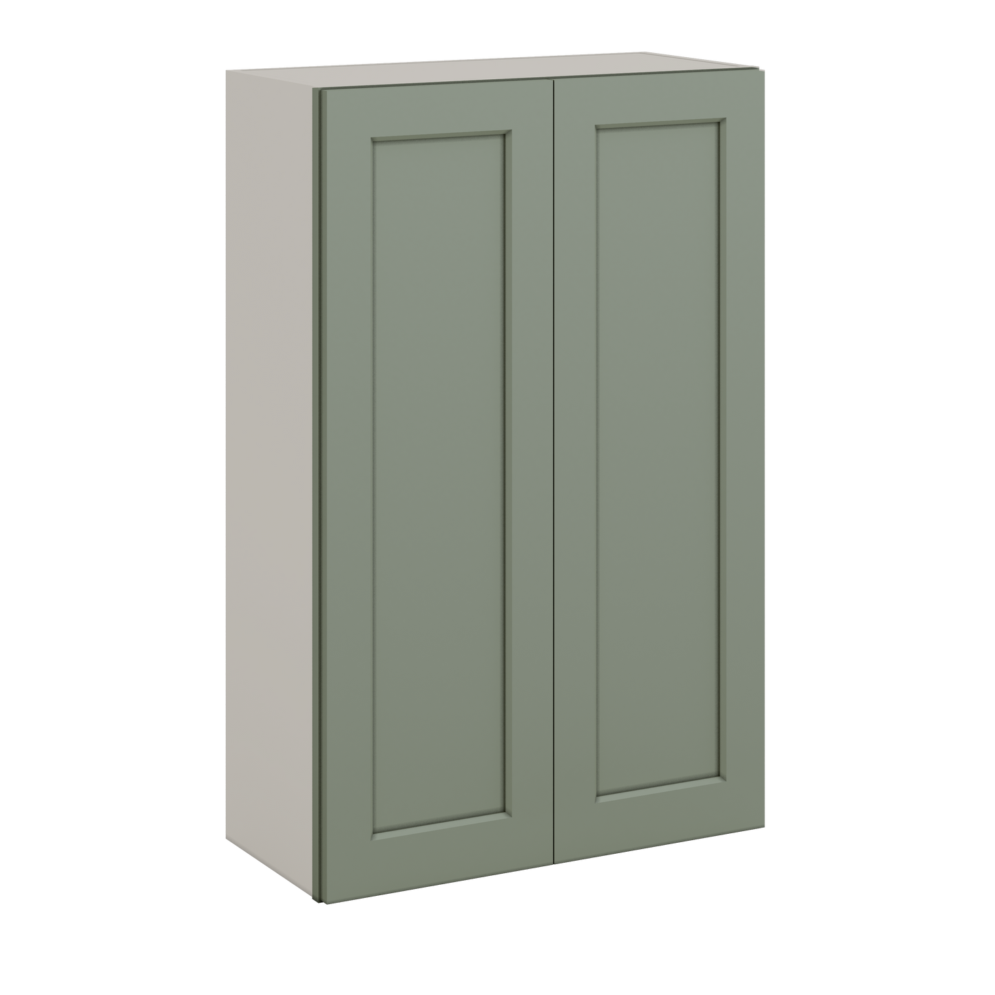 42" Tall Double Door 24", 27", 30", 33", 36" Sage Green Shaker 1-1/4" Overlay Wall Cabinet -