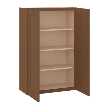 42" Tall Double Door 24", 27", 30", 33" & 36" Wide Elegant Craftsman Mocha Shaker Wall Cabinet