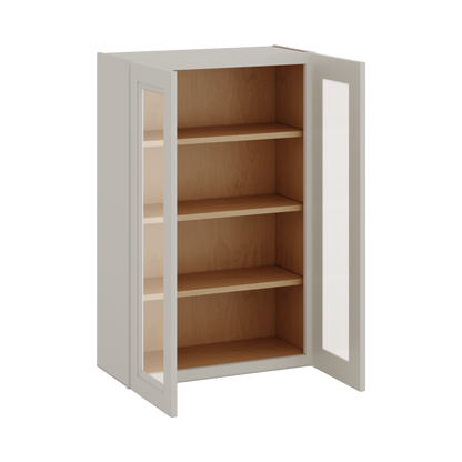 42" Tall 27LGDS Laguna Gray Double Shaker Glass Ready Wall Cabinet - Double Door 24", 27", 30", 33", 36"