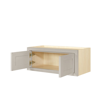 30" Wide Bridge Tuscan Gray Inset Shaker Wall Cabinet - Double Door 12", 15", 18", 21"& 24" Tall