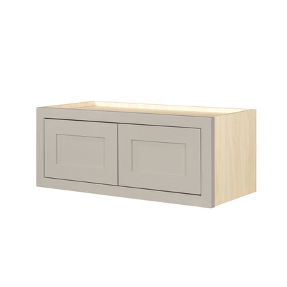 30" Wide Bridge Tuscan Gray Inset Shaker Wall Cabinet - Double Door 12", 15", 18", 21"& 24" Tall