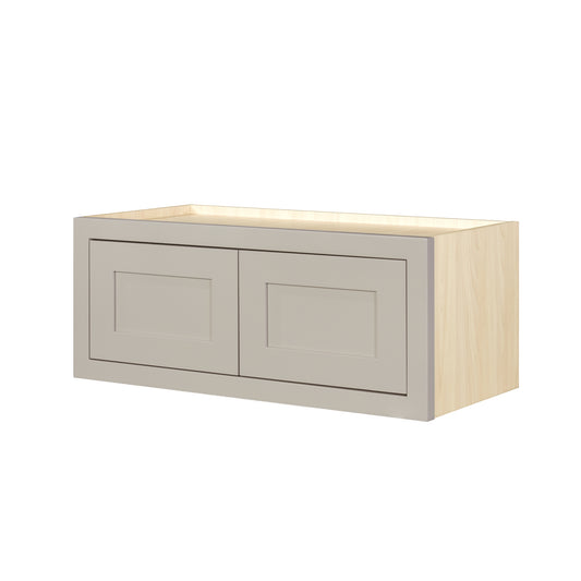 30" Wide Bridge Tuscan Gray Inset Shaker Wall Cabinet - Double Door 12", 15", 18", 21"& 24" Tall