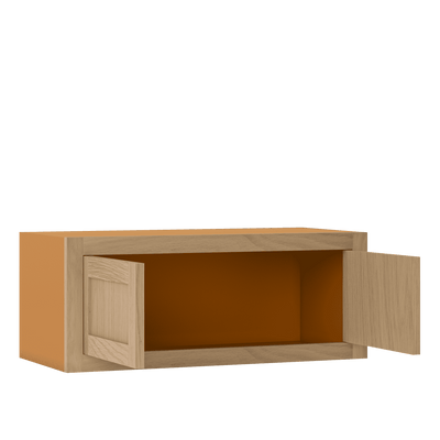30" Wide 24" Deep Bridge White Oak Inset Shaker Wall Cabinet - Double Door 12", 15", 18", 21", 24", 27", 30", 33", 36", 39", 42", 45", 48" & 51" Tall