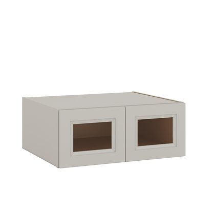 30" Wide 24" Deep Bridge 27LGDS Laguna Gray Double Shaker Glass Ready Wall Cabinet - Double Door 12", 15", 18", 21" & 24" Tall