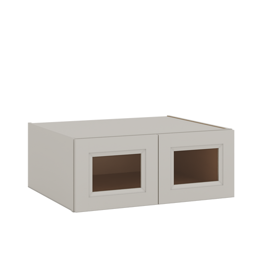30" Wide 24" Deep Bridge 27LGDS Laguna Gray Double Shaker Glass Ready Wall Cabinet - Double Door 12", 15", 18", 21" & 24" Tall