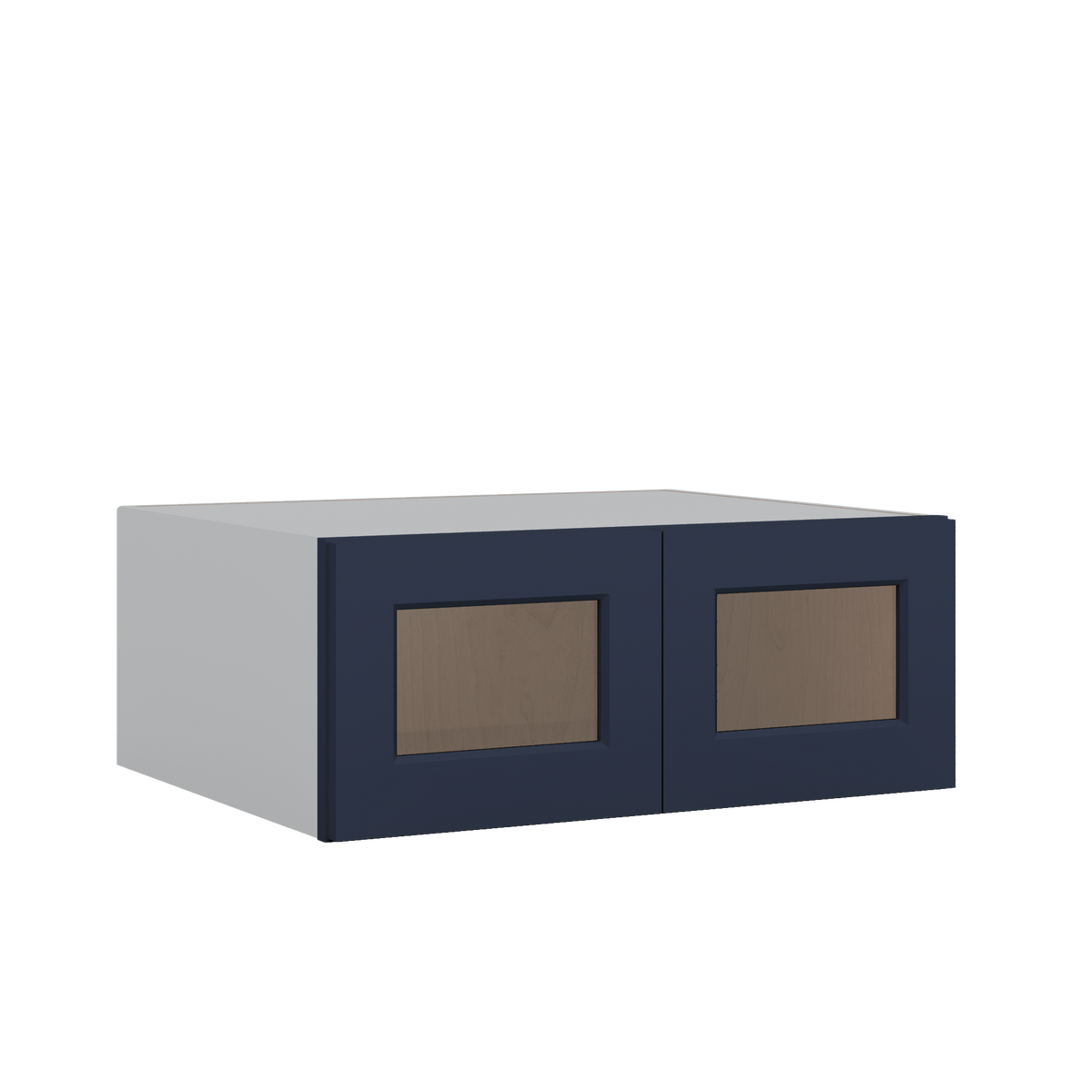 30" Wide 24" Deep Bridge NB29 Naval Blue Shaker 1-1/4" Overlay Glass Ready Wall Cabinet - Double Door 12", 15", 18", 21" & 24" Tall