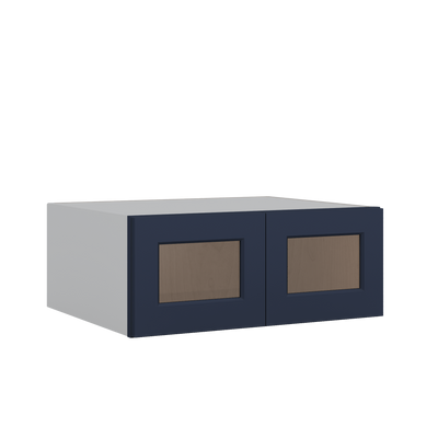 30" Wide 24" Deep Bridge 29NB Naval Blue Shaker 1-1/4" Overlay Glass Ready Wall Cabinet - Double Door 12", 15", 18", 21" & 24" Tall