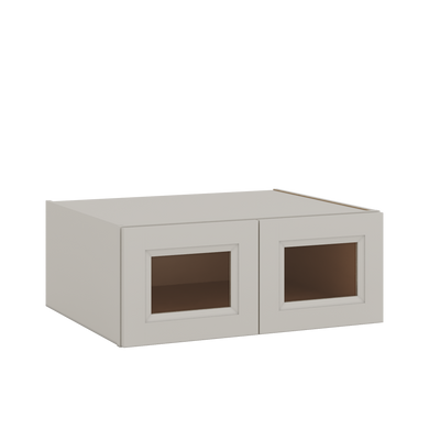 30" Wide 24" Deep Bridge 27LGDS Laguna Gray Double Shaker Glass Ready Wall Cabinet - Double Door 12", 15", 18", 21" & 24" Tall