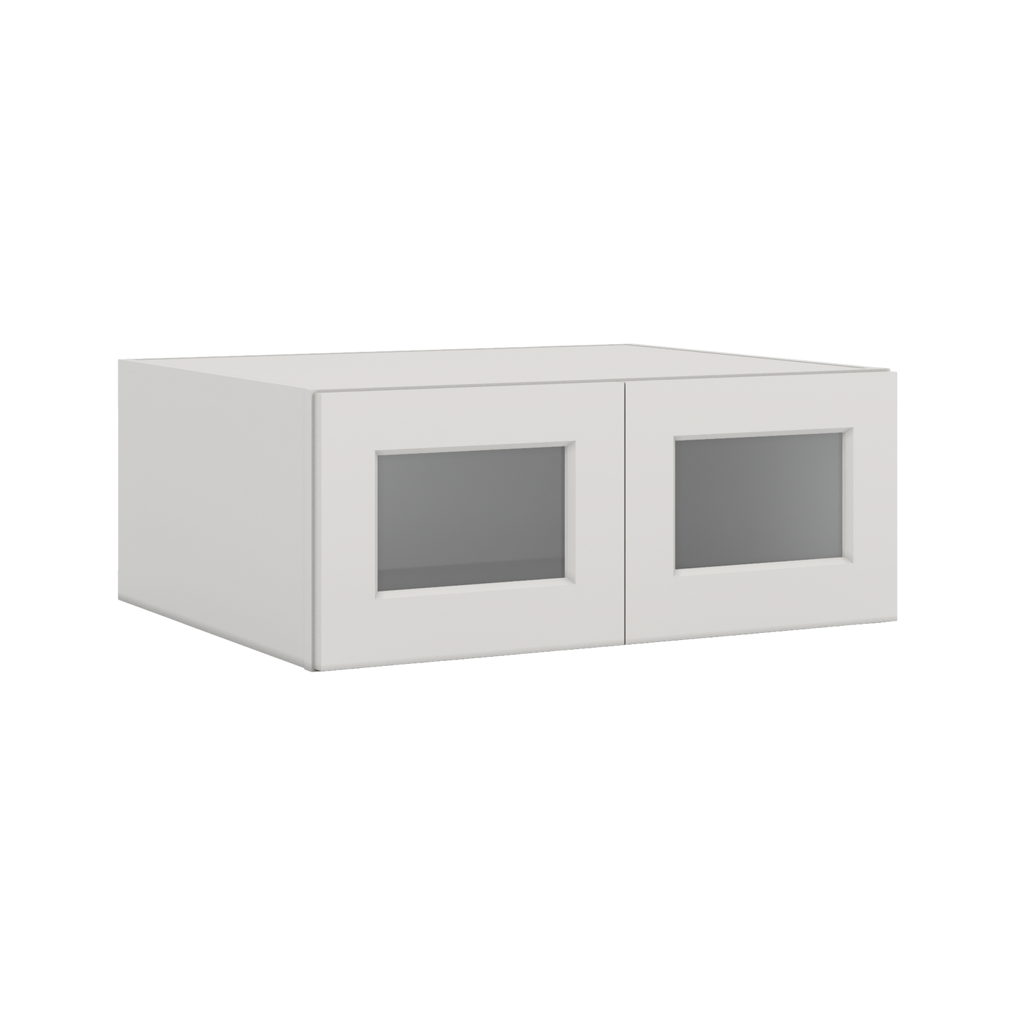 30" Wide 24" Deep Bridge 2WS White Shaker 1-1/4" Overlay Glass Ready Wall Cabinet - Double Door 12", 15", 18", 21" & 24" Tall