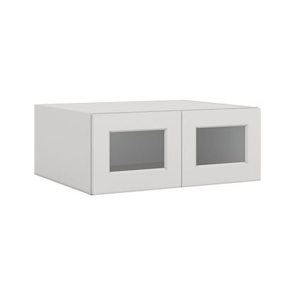 30" Wide 24" Deep Bridge 2WS White Shaker 1-1/4" Overlay Glass Ready Wall Cabinet - Double Door 12", 15", 18", 21" & 24" Tall