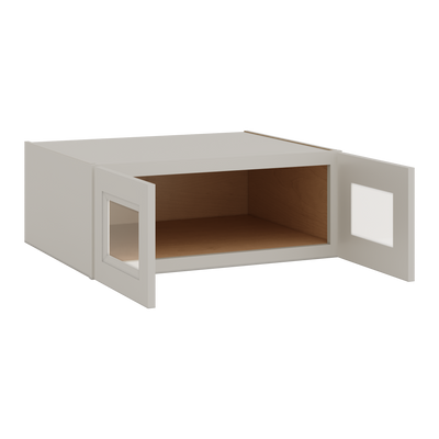 30" Wide 24" Deep Bridge 27LGDS Laguna Gray Double Shaker Glass Ready Wall Cabinet - Double Door 12", 15", 18", 21" & 24" Tall