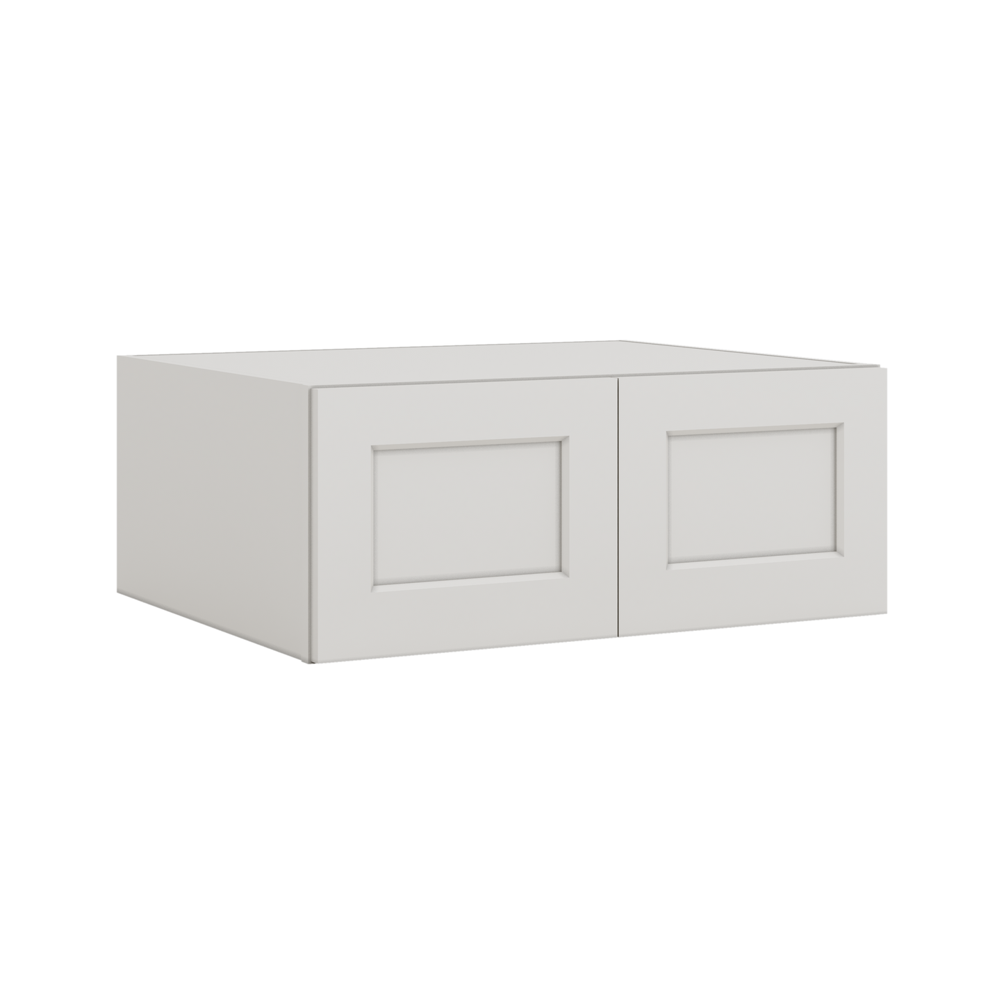 30" Wide 24" Deep Bridge 2WS White Shaker 1-1/4" Overlay Wall Cabinet - Double Door 12", 15", 18", 21" & 24" Tall