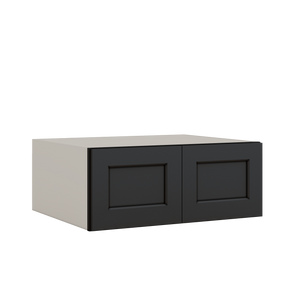 30" Wide 24" Deep Bridge 15HNS Hermosa Noir Black Shaker 1-1/4" Overlay Wall Cabinet - Double Door 12", 15", 18", 21" & 24" Tall