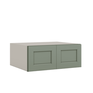 30" Wide 24" Deep Bridge Green Shaker 1-1/4" Overlay Wall Cabinet - Double Door 12", 15", 18", 21" & 24" Tall