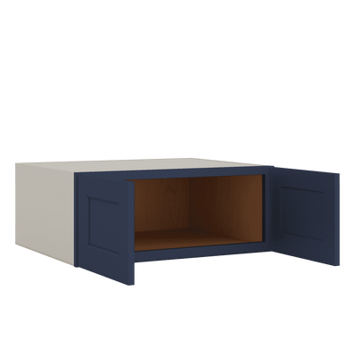 30" Wide 24" Deep Bridge 29NB Naval Blue Shaker 1-1/4" Overlay Wall Cabinet - Double Door 12", 15", 18", 21" & 24" Tall
