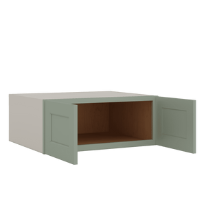 30" Wide 24" Deep Bridge Green Shaker 1-1/4" Overlay Wall Cabinet - Double Door 12", 15", 18", 21" & 24" Tall