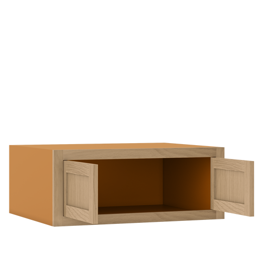 30" Wide 24" Deep Bridge White Oak Inset Shaker Wall Cabinet - Double Door 12", 15", 18", 21", 24", 27", 30" Tall