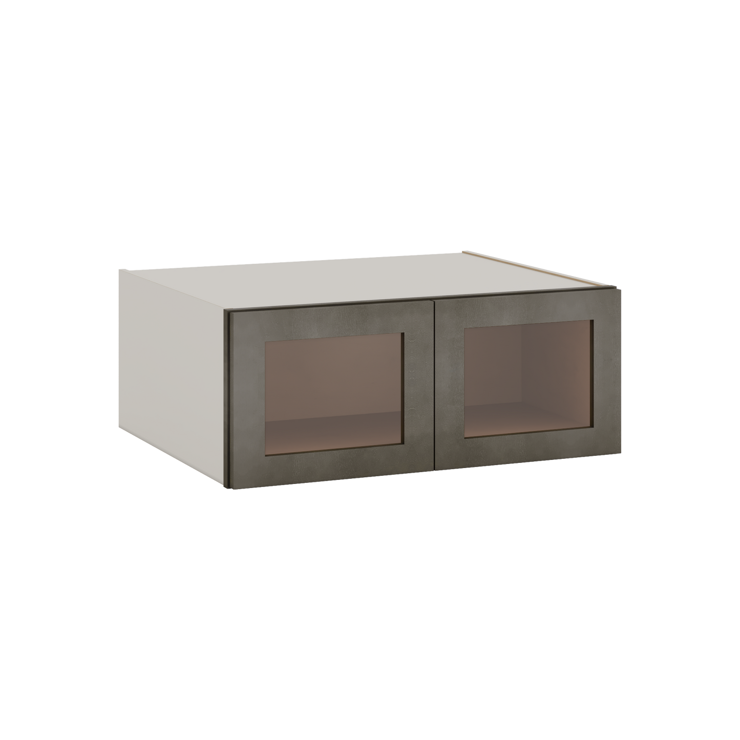 30" Wide 24" Deep Bridge Huntington Cinder Double Shaker Wall Glass Cabinet - Double Door 12", 15", 18", 21" & 24" Tall