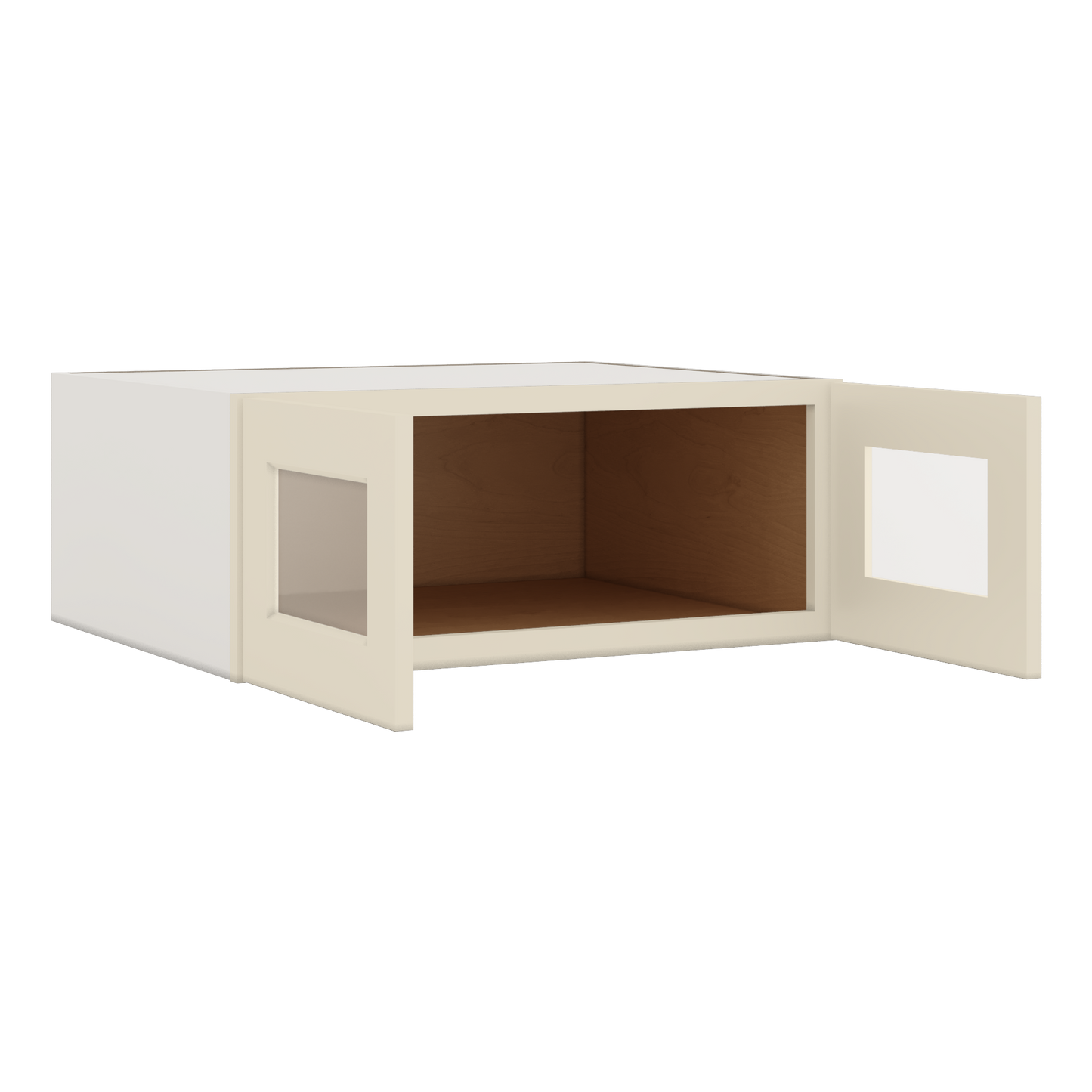 30" Wide 24" Deep Bridge Manhattan Cream Shaker 1-1/4" Overlay Glass Ready Wall Cabinet - Double Door 12", 15", 18", 21" & 24" Tall