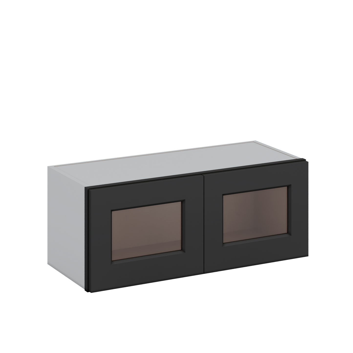 30" Wide Bridge 15HNS Hermosa Noir Black Shaker 1-1/4" Overlay Glass Ready Wall Cabinet - Double Door 12", 15", 18", 21" & 24" Tall