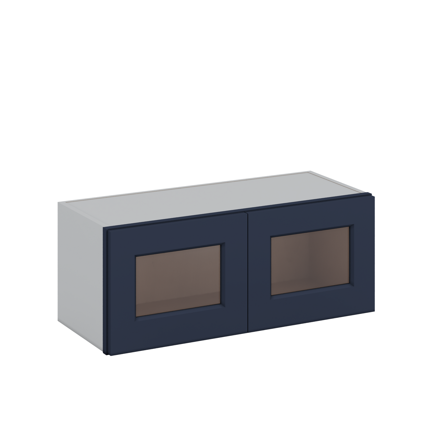 30" Wide Bridge NB29- Naval Blue Shaker 1-1/4" Overlay Glass Ready wall Cabinet - Double Door 12", 15", 18", 21" & 24" Tall