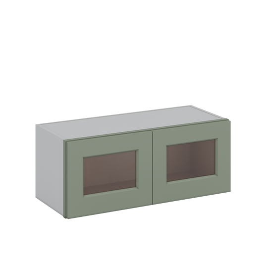 Sage Green Overlay Shaker Wall Cabinet Glass Ready 20 12 15 18 21 24