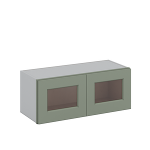 30" Wide Bridge Green Shaker 1-1/4" Overlay Glass Ready Wall Cabinet - Double Door 12", 15", 18", 21" & 24" Tall