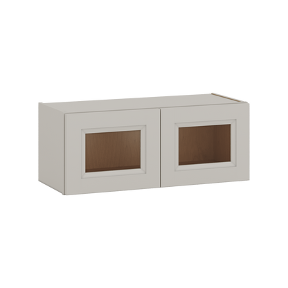 30" Wide Bridge 27LGDS Laguna Gray Double Shaker Glass Ready Wall Cabinet - Double Door 12", 15", 18", 21" & 24" Tall