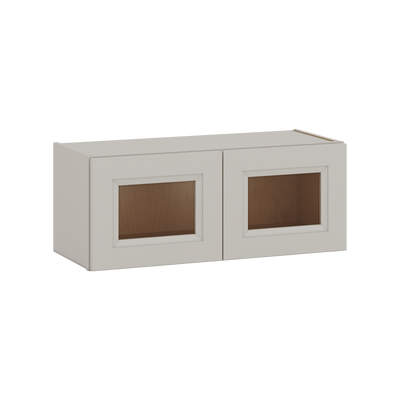 30" Wide Bridge 27LGDS Laguna Gray Double Shaker Glass Ready Wall Cabinet - Double Door 12", 15", 18", 21" & 24" Tall