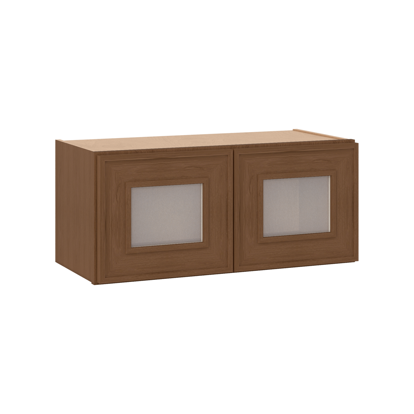 12" Tall 12" Deep - 12", 15", 18", 21", 24", 27", 30", 33" & 36" Wide Glass Door Stacker | Wall Mocha Elegant Oak Craftsman Shaker 1-1/4" Overlay Wall Cabinet