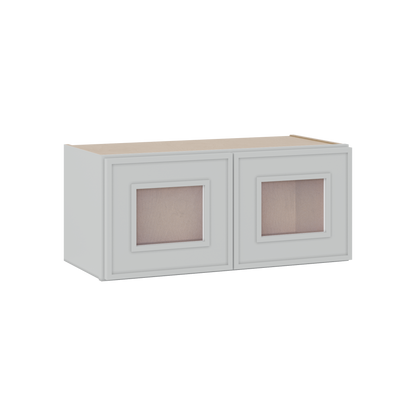12" Tall 12" Deep Glass Door Stacker | Wall White Elegant Oak Craftsman Shaker 1-1/4" Overlay Wall Cabinet -  12", 15", 18", 21", 24", 27", 30", 33" & 36" Wide