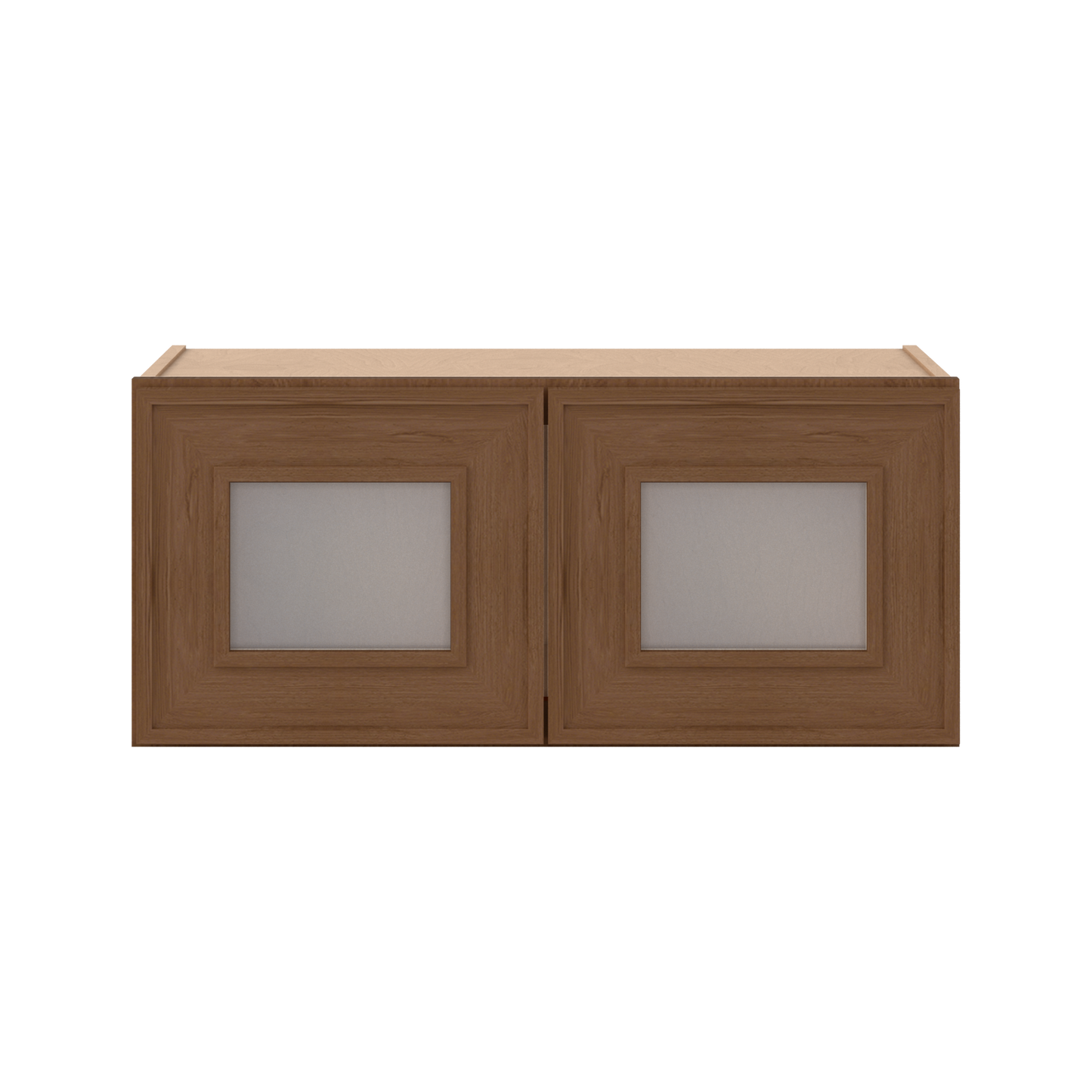 12" Tall 12" Deep - 12", 15", 18", 21", 24", 27", 30", 33" & 36" Wide Glass Door Stacker | Wall Mocha Elegant Oak Craftsman Shaker 1-1/4" Overlay Wall Cabinet