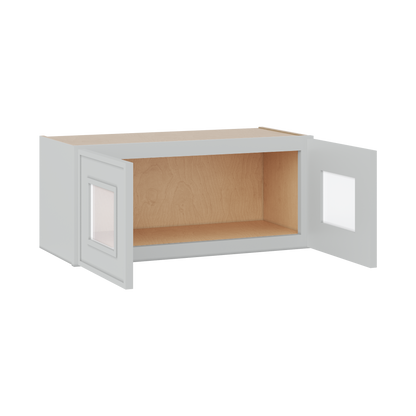 12" Tall 12" Deep Glass Door Stacker | Wall White Elegant Oak Craftsman Shaker 1-1/4" Overlay Wall Cabinet -  12", 15", 18", 21", 24", 27", 30", 33" & 36" Wide