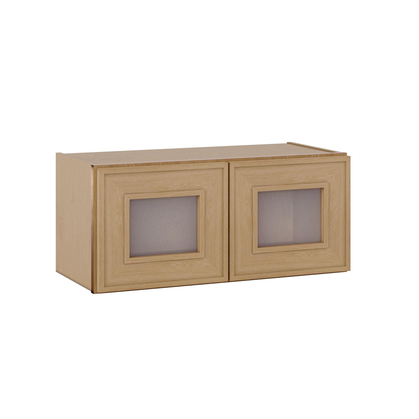 12" Tall 12" Deep Glass Door Stacker | Wall Elegant Oak Craftsman Shaker 1-1/4" Overlay Wall Cabinet -  12", 15", 18", 21", 24", 27", 30", 33" & 36" Wide
