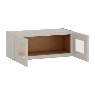 30" Wide Bridge 27LGDS Laguna Gray Double Shaker Glass Ready Wall Cabinet - Double Door 12", 15", 18", 21" & 24" Tall