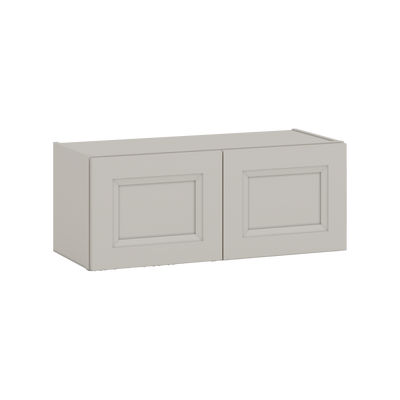 30" Wide Bridge 27LGDS Laguna Gray Double Shaker Wall Cabinet - Double Door 12", 15", 18", 21" & 24" Tall