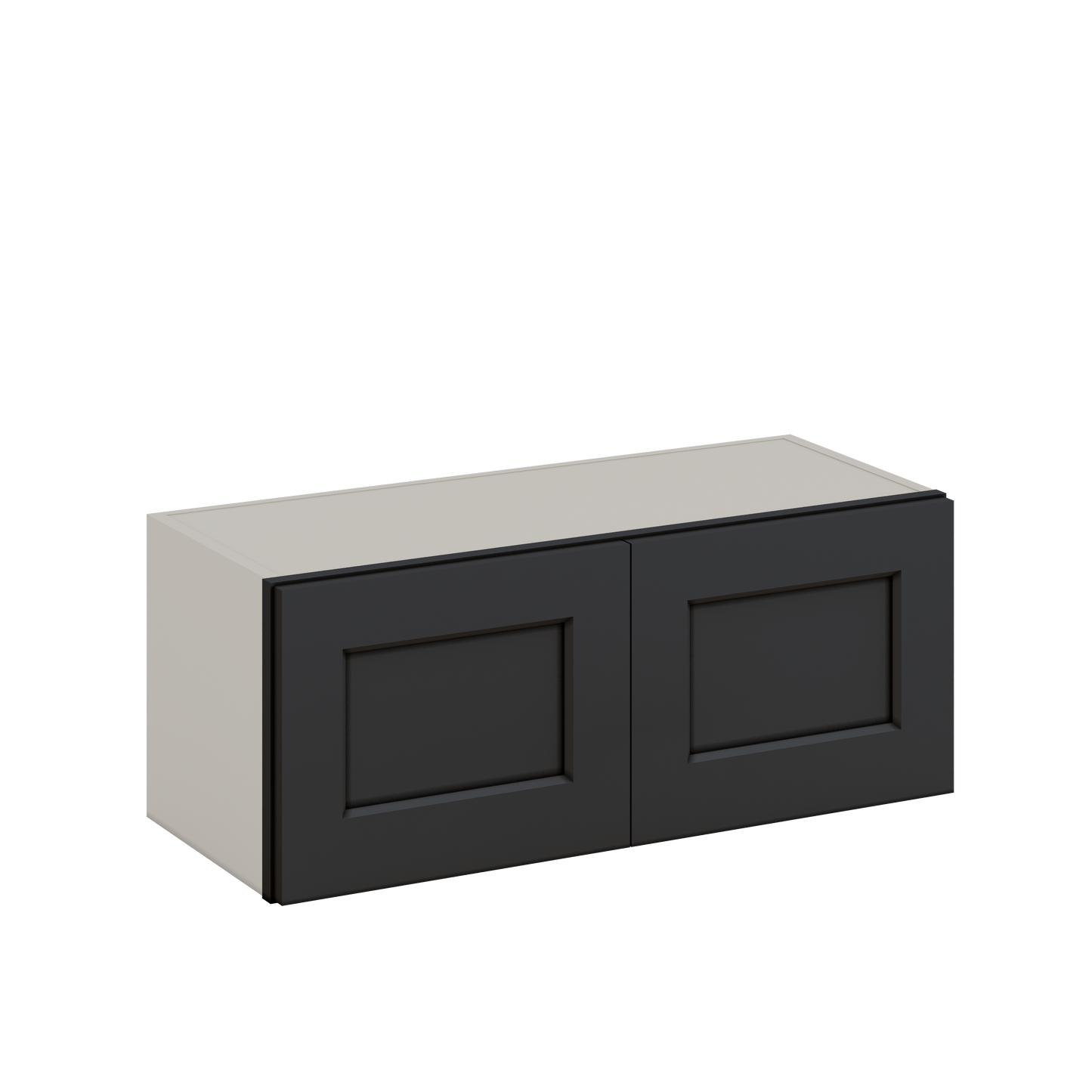 30" Wide Bridge 15HNS Hermosa Noir Black Shaker 1-1/4" Overlay Wall Cabinet - Double Door 12", 15", 18", 21" & 24" Tall