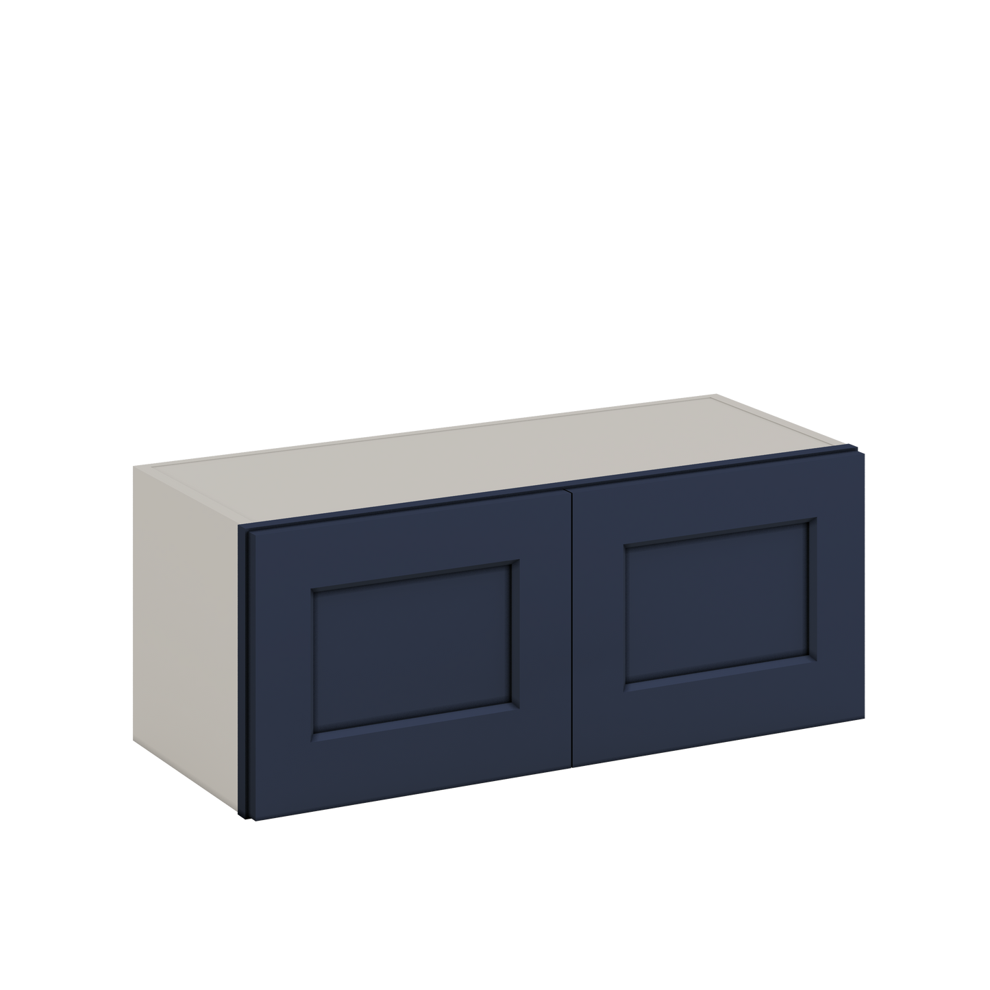 30" Wide Bridge NB29- Naval Blue Shaker 1-1/4" Overlay Wall Cabinet - Double Door 12", 15", 18", 21" & 24" Tall