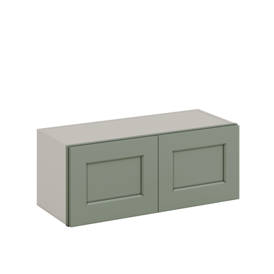 30" Wide 12", 15", 18", 21" & 24" Tall Bridge 14SG Sage Green Shaker 1-1/4" Overlay Wall Cabinet - Double Door